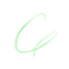 Poster - Airy abstract swirls in green neon light forming flowing loops on a bright backdrop. Perfect for themes of ecological design, clean technology, or organic digital aesthetics.