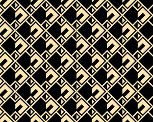 Fototapete - Abstract geometric pattern. A seamless vector background. Golden and black ornament. Graphic modern pattern. Simple lattice graphic design