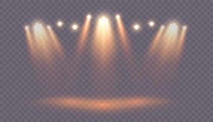 Aufkleber - Soft orange stage lighting with volumetric glow and haze. Perfect for visual effects, cinematic presentation templates or elegant show lighting design.