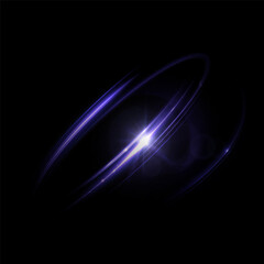 Fototapete - Futuristic glowing rings of purple light with a central flare and lens effect on a dark background. A vibrant portal for sci-fi designs, technical visual effects or space energy concepts.