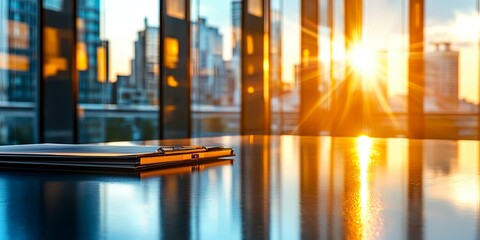 Aufkleber - Modern Office Workspace with Undefined Background and Soft Focus, Ideal for Business and Corporate Themes, Suitable for Various Professional Applications