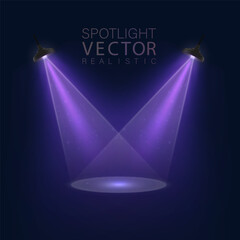 Aufkleber - Realistic directional purple spotlights intersecting beams of light on a dark background. Suitable for presentations, visual effects, theater mockups and user interfaces.