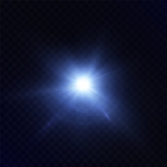 Aufkleber - Luminous blue flare with radial glow and atmospheric blur. Perfect for spell effects, cosmic explosions, or dramatic stage lighting in digital compositions.