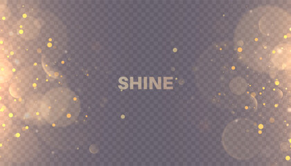 Leinwandbilder - Elegant glowing background with golden bokeh, light flares, and soft shine effect on transparent space. Ideal for festive layouts, luxury branding, or celebration templates.