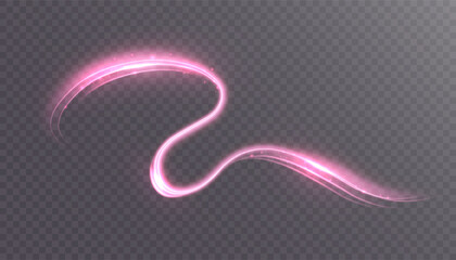 Aufkleber - Smooth neon pink energy line with bright glow and shimmer forming a graceful S shape. Vector