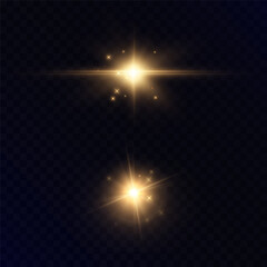 Poster - Set of light effects. A flash of warm light, a star on a transparent background. Sun, summer. light sunlight. Vector	
