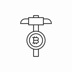Poster - Bitcoin mining pickaxe tool icon vector sign