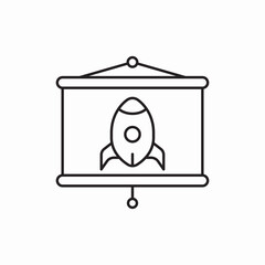 Poster - Startup rocket launch presentation icon vector sign