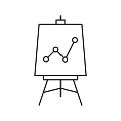 Poster - Presentation Board With Graph Line Icon. Business Analytics, Data Visualization, Strategic Planning Outline Symbol. Financial Growth And Market Analysis. Editable Stroke. Isolated Vector Illustration