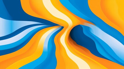 Leinwandbilder - Colorful abstract waves in blue and yellow tones create a dynamic visual flow on a smooth surface