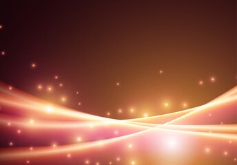 Poster - Abstract neon glowing line in motion with light sparkles and flares. Futuristic background, with neon swirl
