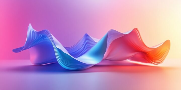 Holographic motion folds gently on a soft toned background