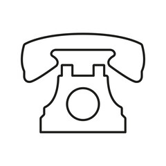 Poster - Retro Rotary Telephone Line Icon. Vintage Communication Device Outline Symbol. Classic Telephone Design For Nostalgia And Connectivity Themes. Editable Stroke. Isolated Vector Illustration