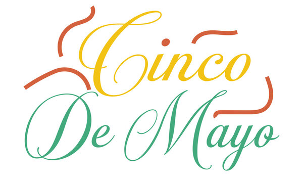 Cinco de Mayo graphic letterings. Unusual hand drawn calligraphy . Vector illustration. EPS 10/ AI