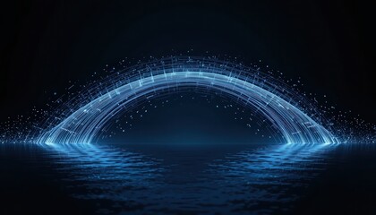 Poster - Dynamic blue light arc over water digital art futuristic environment aesthetic viewpoint