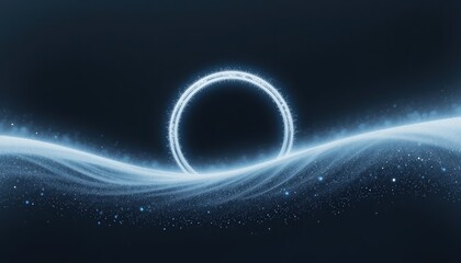 Poster - Cosmic event of light and energy in a dreamlike space environment abstract digital art ethereal waves and circular patterns