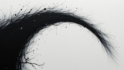 Poster - dynamic abstract art exhibition featuring black fiber structures modern gallery digital art minimali