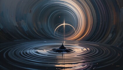 Poster - Dynamic water ripple effect abstract art digital illustration surreal environment close-up view conceptual visuals