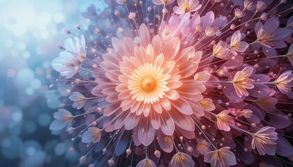 Poster - Blossoming floral display nature scene digital art ethereal background close-up view vibrant colors