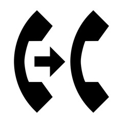 Poster - Two black telephone handsets with an arrow pointing from the left handset to the right handset icon design