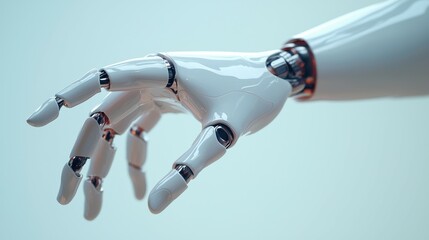Poster - A futuristic robotic hand reaching out with intricate details and metallic joints.