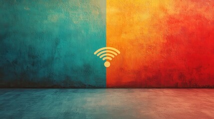 Poster - Colorful abstract background with Wi-Fi symbol in the center.