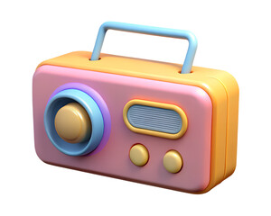 Poster - 3d cartoon radio colorful retro design