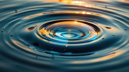 Poster - A close-up of rippling water reflecting warm light, showcasing the beauty of nature's patterns and colors in a serene setting.