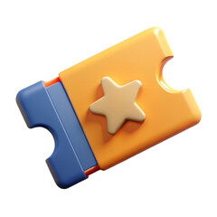 Poster - 3d rendered colorful cartoon ticket with star