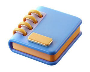 Poster - 3d rendering of a cute blue notebook with golden details