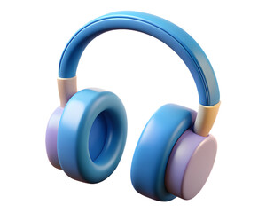 Poster - 3d rendering of blue headphones isolated on white background