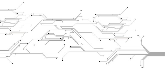 Fototapete - Abstract digital technology futuristic internet network speed connection white and black background. Technology background with crossed lines and dots.