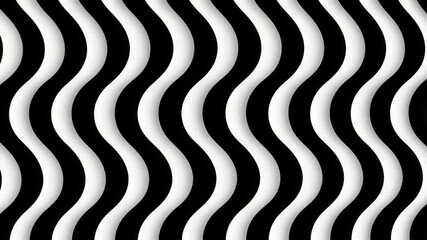 Poster - Visual display of a mesmerizing black and white wavy pattern showcasing dynamic curves and illusionary effects on a flat surface