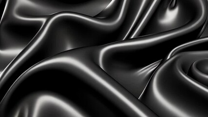 Poster - Soft black fabric displays flowing patterns, catching light in an elegant manner, creating a dramatic and sophisticated atmosphere