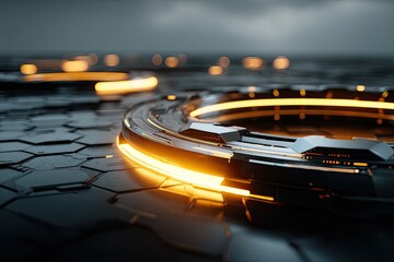 Poster - abstract futuristic technological rings