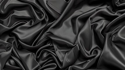 Poster - Close examination of luxurious black fabric shows its rich texture and shimmering qualities in natural lighting, highlighting its elegance