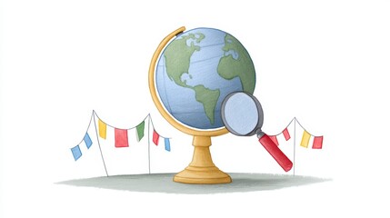Poster - Colorful Globe and Magnifying Glass for Learning and Exploration