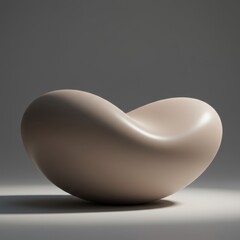 Poster - Abstract Beige Sculpture: Smooth Curves and Minimalist Design in a Studio Setting