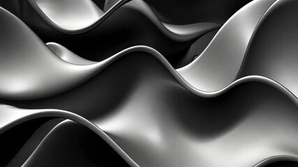 Poster - Swirling black and white shapes form an abstract composition, showcasing waves and curves that catch the light beautifully