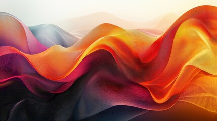 Poster - Abstract waves of vibrant colors in orange, red, and black create a dynamic flow.