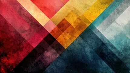 Poster - Colorful abstract geometric pattern with vibrant hues and textured layers.