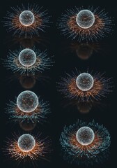 Poster - Abstract Network Sphere Series:  Digital Art Exploration of Connectivity and Data Visualization