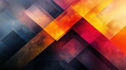 Poster - Vibrant abstract geometric design featuring warm hues of orange and red.
