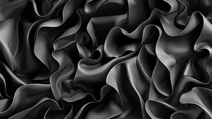 Poster - This clip presents a close-up of intricate black fabric with fluid curves and waves, emphasizing its smooth texture and elegance