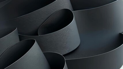 Poster - Explore the intricate curves and textures of black ribbons flowing gracefully, creating an appealing abstract composition