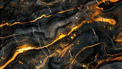 Poster - Dynamic patterns of black and gold swirl together, creating a captivating visual experience filled with texture and depth