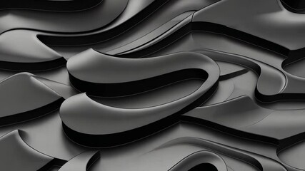 Poster - Explore a captivating black abstract texture featuring smooth curves and dynamic flowing lines that create a stunning visual effect
