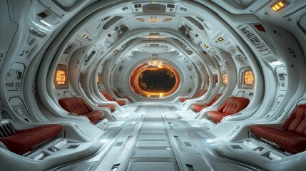 Wall Mural - Spaceship Corridor Futuristic Interior View of a Spaceship