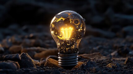 Poster - A glowing lightbulb composed of gears and cogs, symbolizing engineered creativity