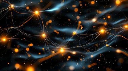 Poster - Abstract digital art depicting glowing neurons and connections in vibrant colors.